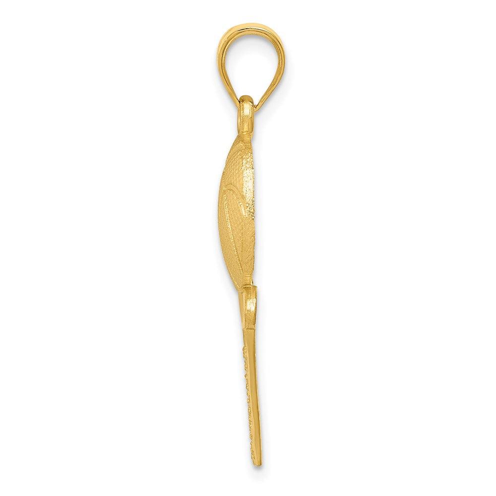 Diamond2Deal 14k Yellow Gold Satin Diamond-Cut Basketball and Net Pendant