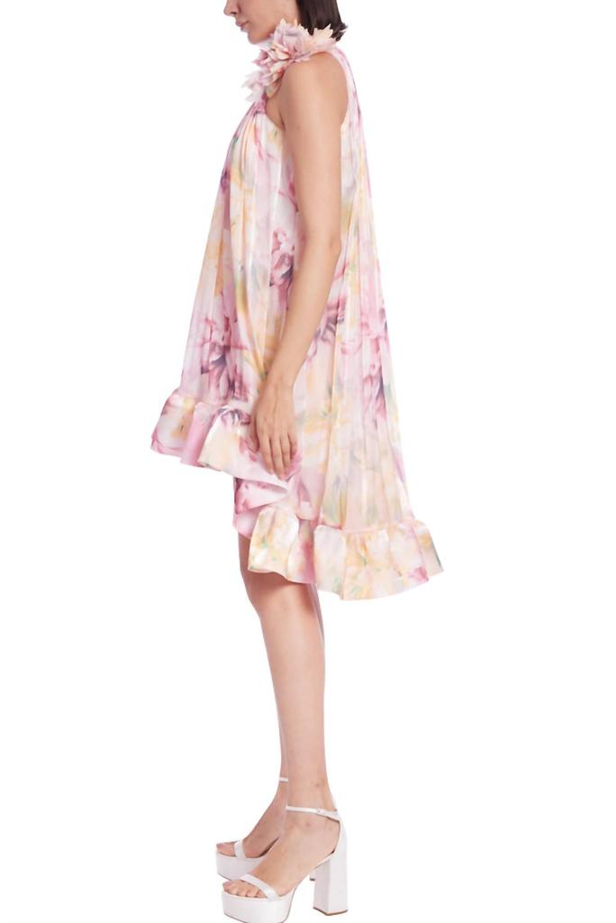 Badgley Mischka Ruffle Hem Swing Cocktail Dress In Pink