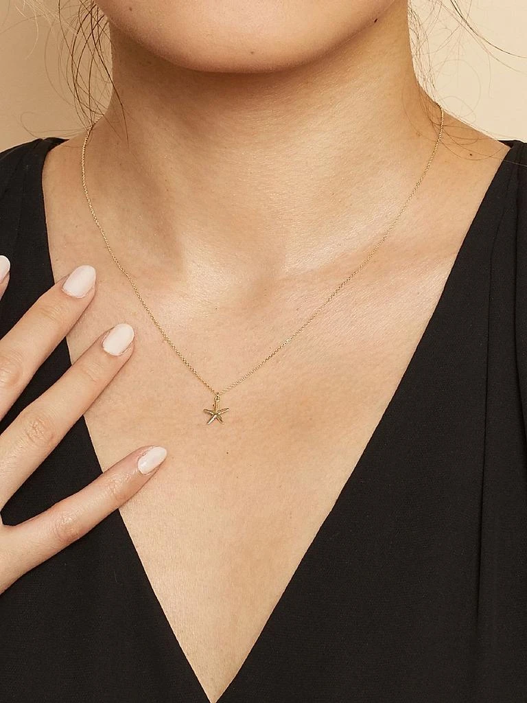 Oradina 14K Yellow Solid Gold Starfish Pendant Necklace 3