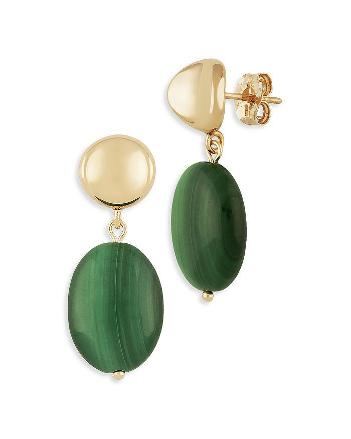 Bloomingdale's Malachite Drop Earrings in 14K Yellow Gold