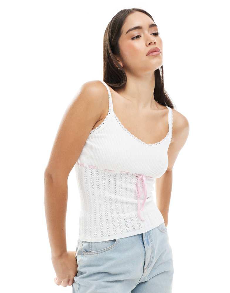 Shop Hollister contrast stitching tank top in white on Sale at