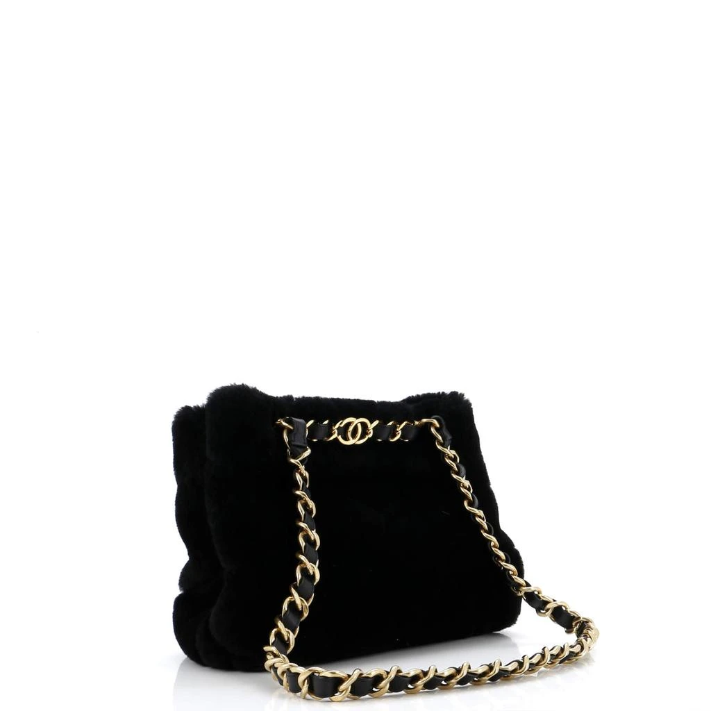 Chanel CC Bar Chain Handle Shopping Tote Quilted Shearling Small 2