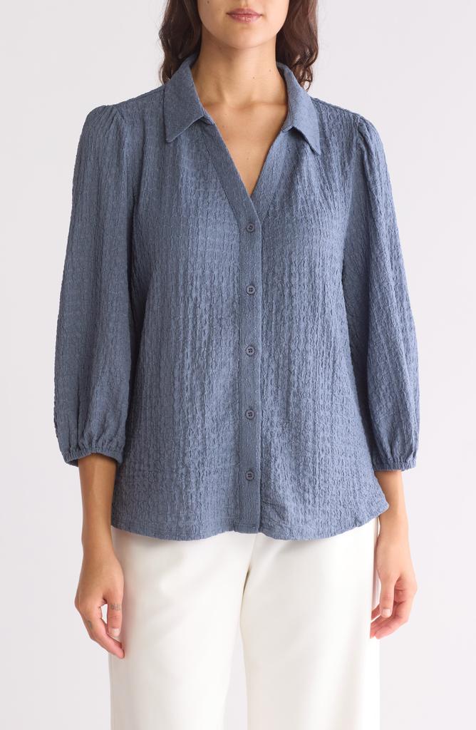 Adrianna Papell Textured Knit Button-Up Shirt