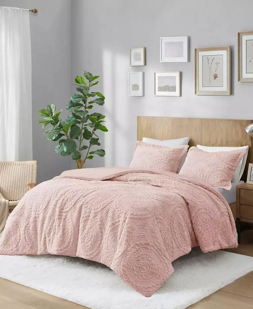 Macy's Arya Embroidered Medallion Faux Fur 3-Pc. Comforter Set 31