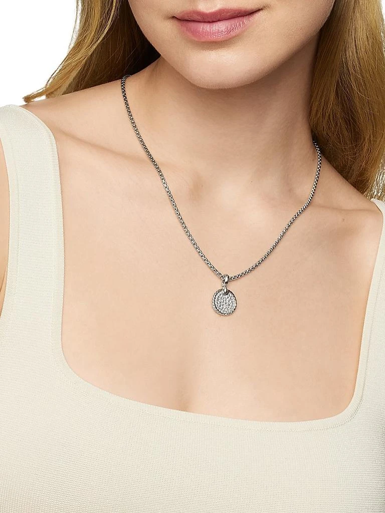 David Yurman DY Elements Disc Pendant in Sterling Silver with Diamonds, 14mm 2