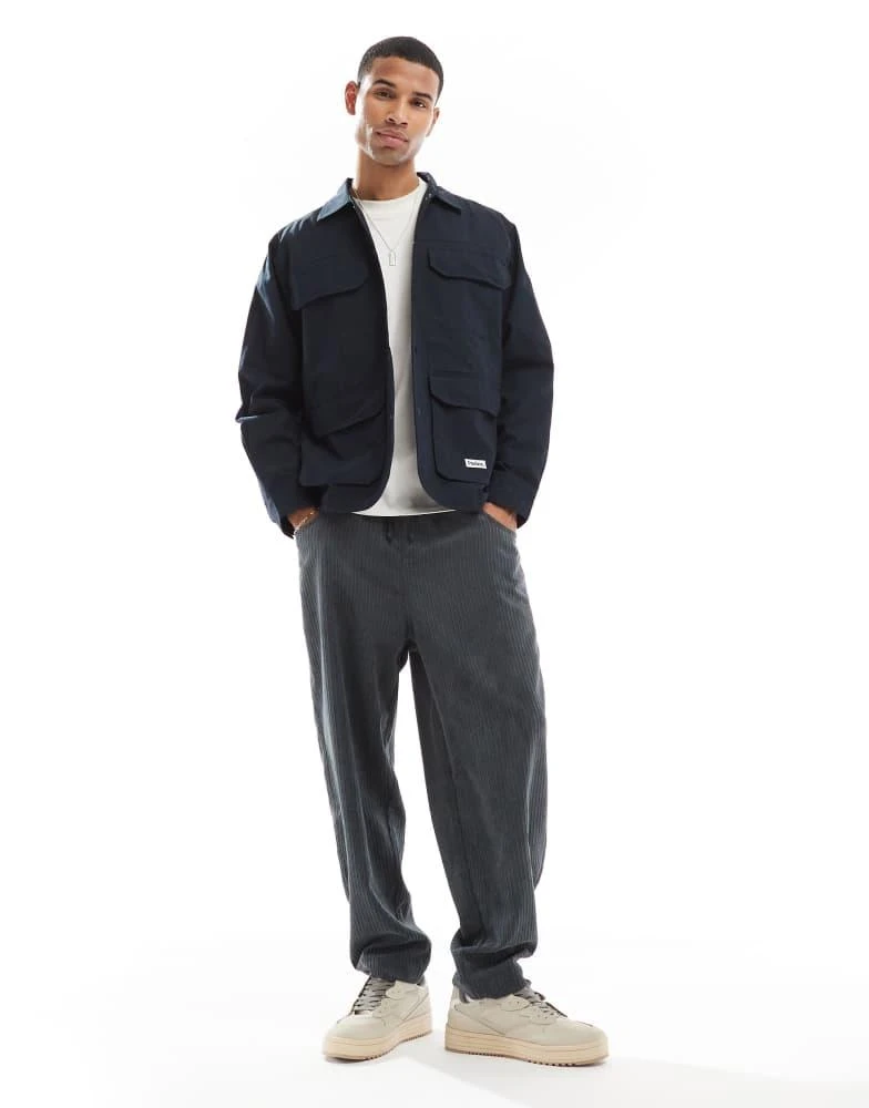 Parlez Parlez utility overshirt in navy  1