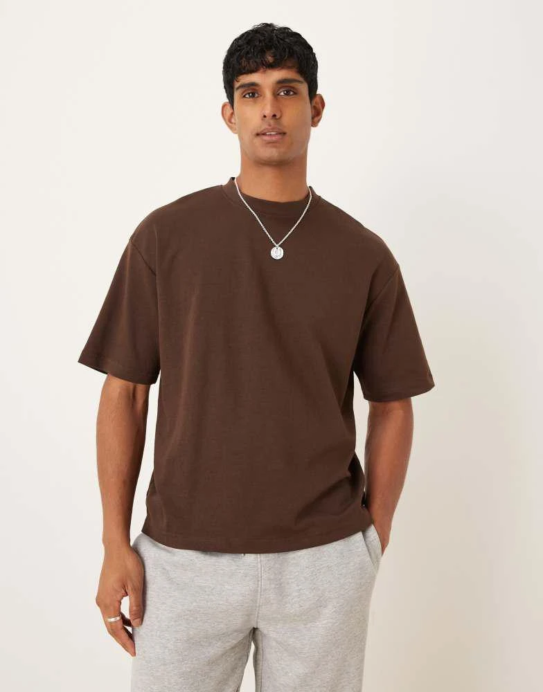 Shop Selected Oscar oversized t-shirt in brown on Sale at