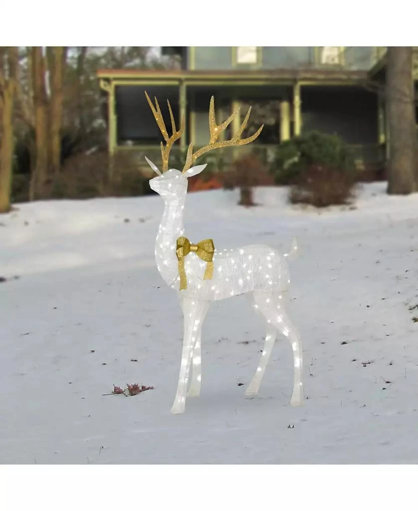 National Tree Company 75" Pre-lit Crystal White Standing Buck 4