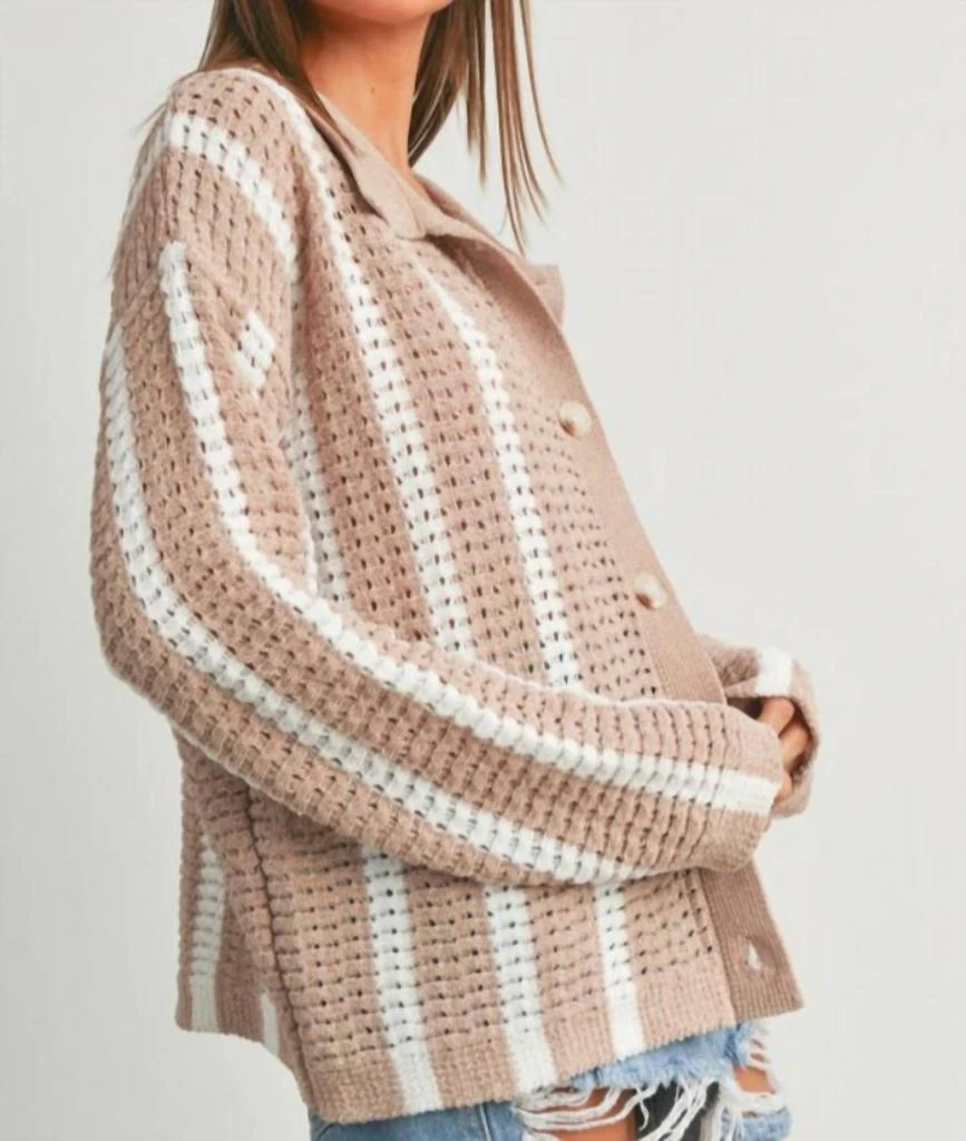Buttermelon Stripe Button Front Sweater 1