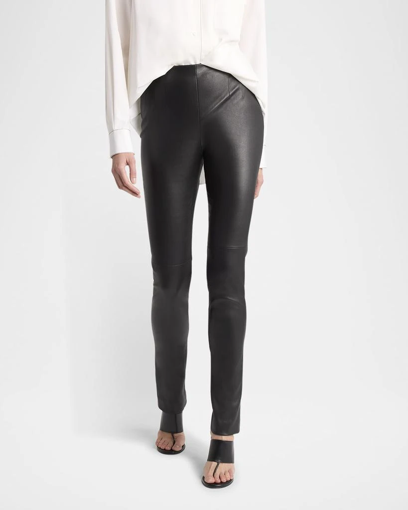 The Row Lakun Leather Skinny-Leg Slit-Hem Pants 5