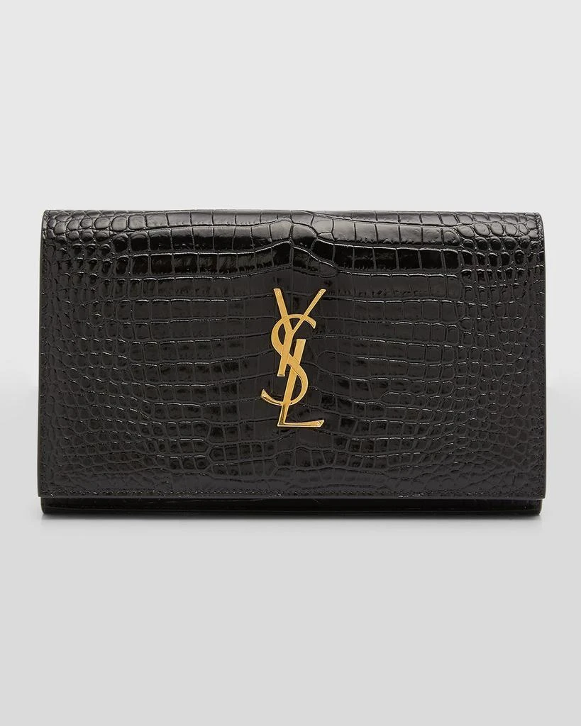 Yves Saint Laurent Cassandra YSL Wallet on Chain in Croc Embossed Leather 1