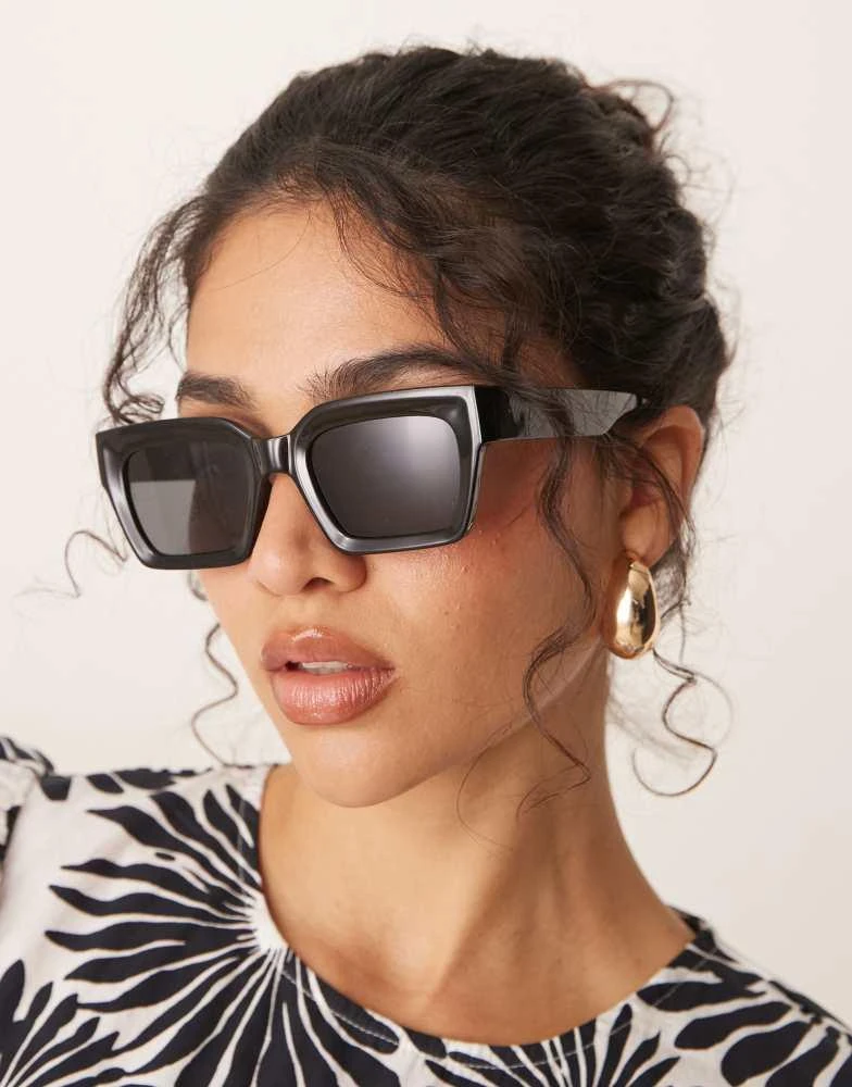 ASOS ASOS DESIGN bevel square sunglasses in black 1