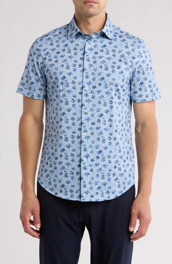 BUGATCHI Floral Print Short Sleeve Button-Up Shirt 1