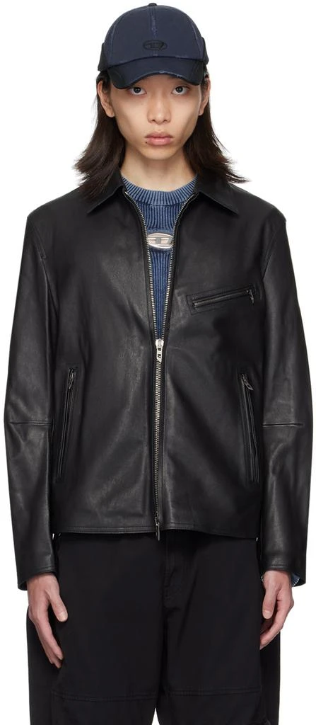 Diesel Black L-Korn-A Leather Jacket 1