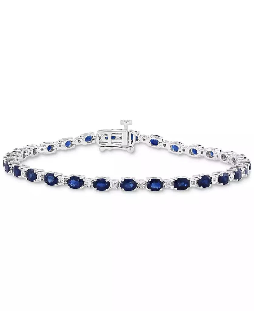 Effy EFFY® Sapphire (6-7/8 ct. t.w.) 
Diamond (1/20 ct. t.w.) Tennis Bracelet in Sterling Silver