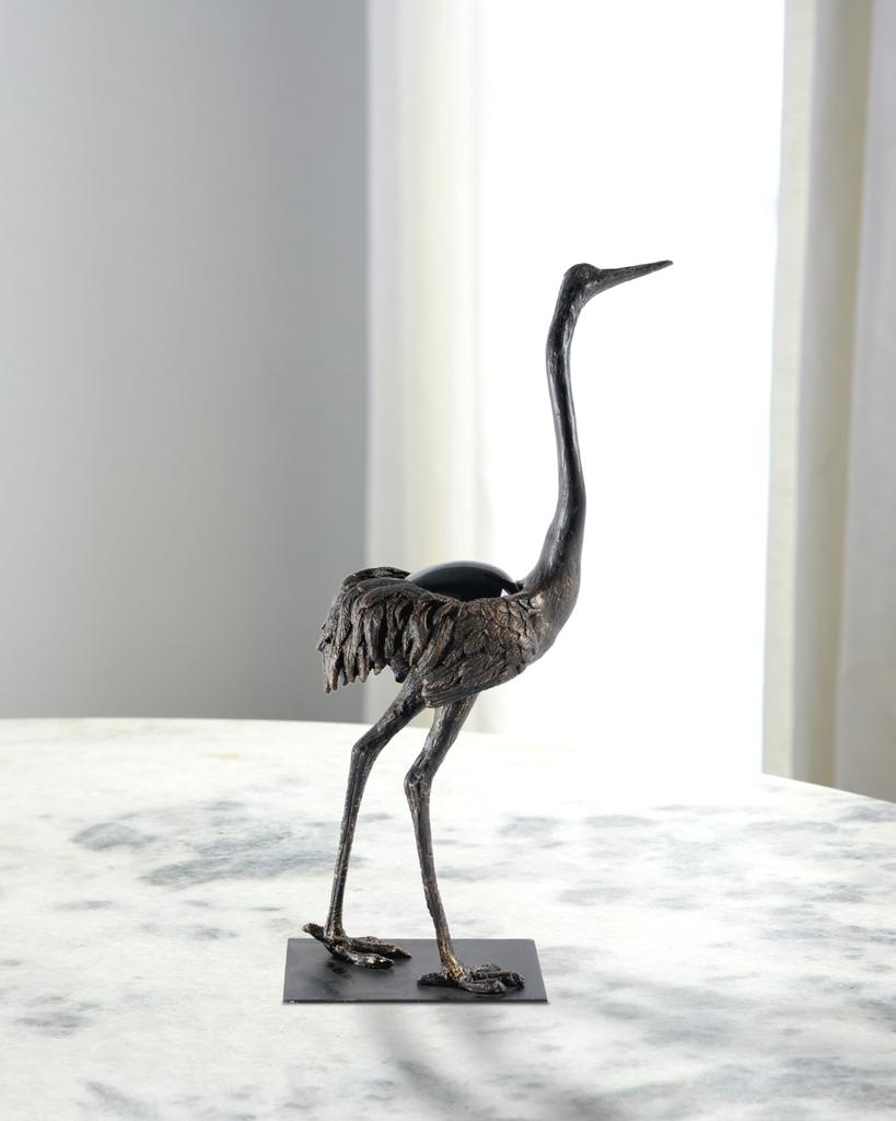 William D Scott Ostrich with Crystal Egg Sculpture