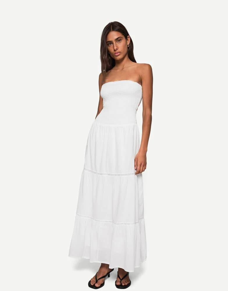 Bershka Bershka bandeau midi dress in white 1