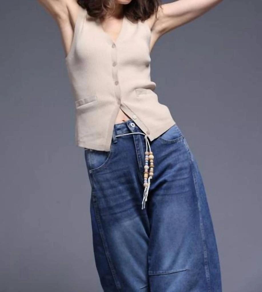 Minnie Rose Minnie Rose - Ribbed Vest With Pockets 3