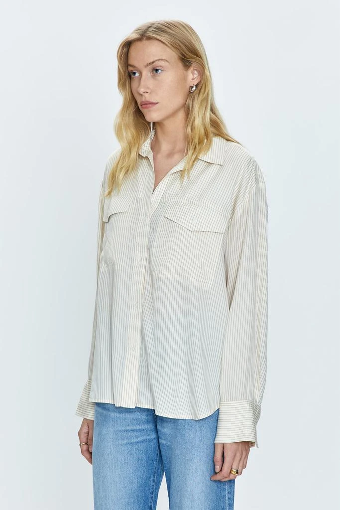 Pistola Denim Nellie Oversized Shirt - Tan Pinstripe 5