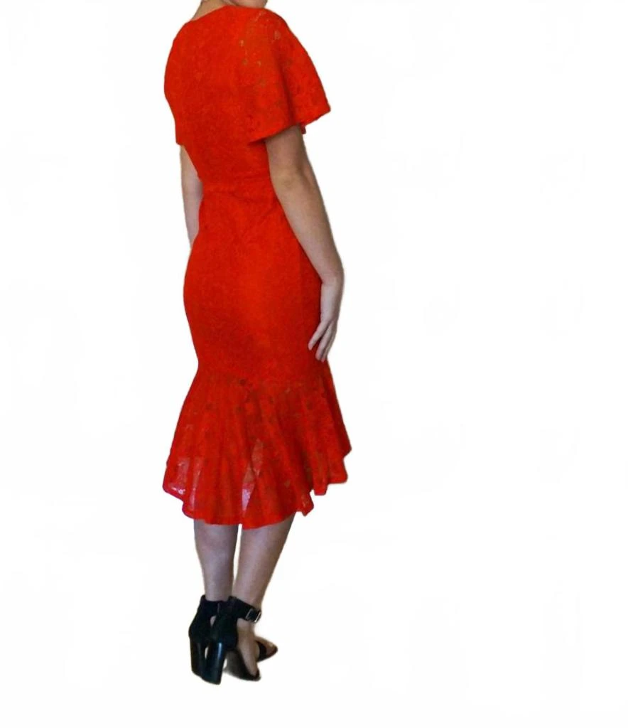 Getting Hot In Here Tied Waist Lace Mermaid Midi Dress In Red  On Sale Now  with Up to 48% Off | Discover Exclusive Deals & Savings at BeyondStyle   Authentic The