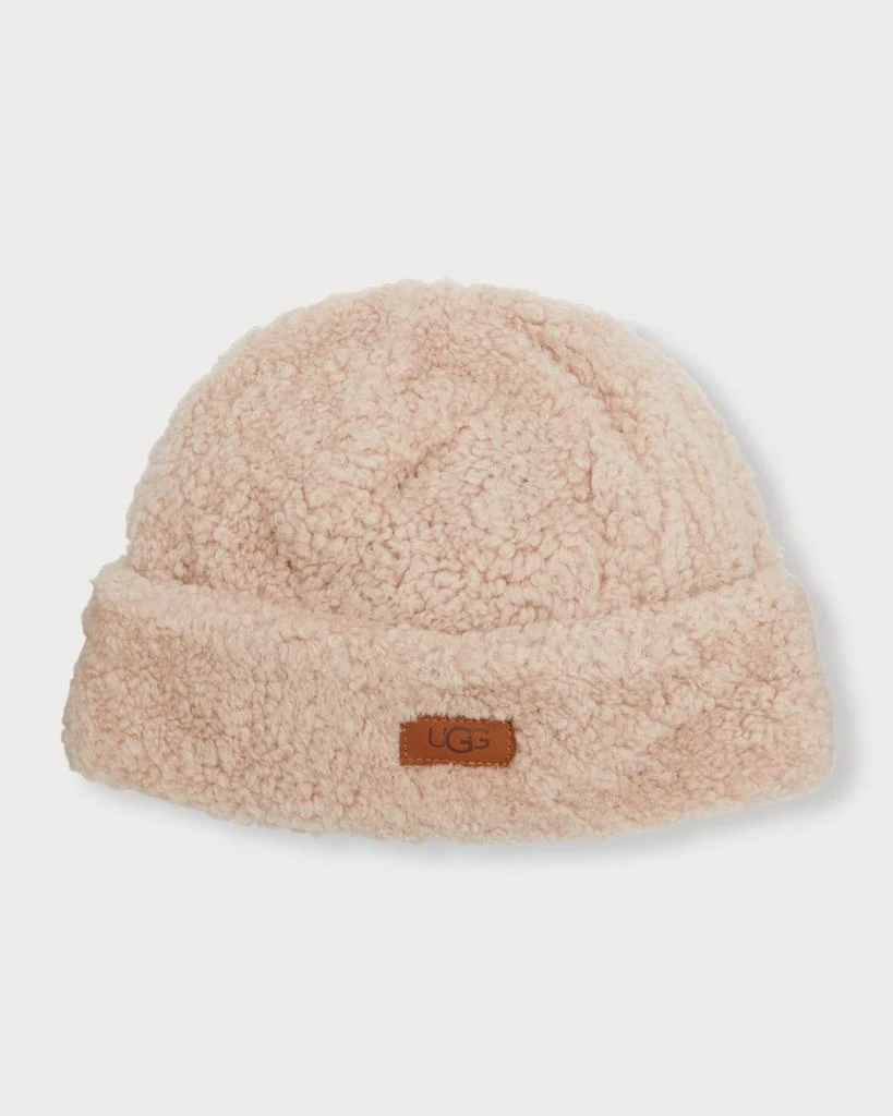 UGG Curly Shearling Beanie w/ Logo 1