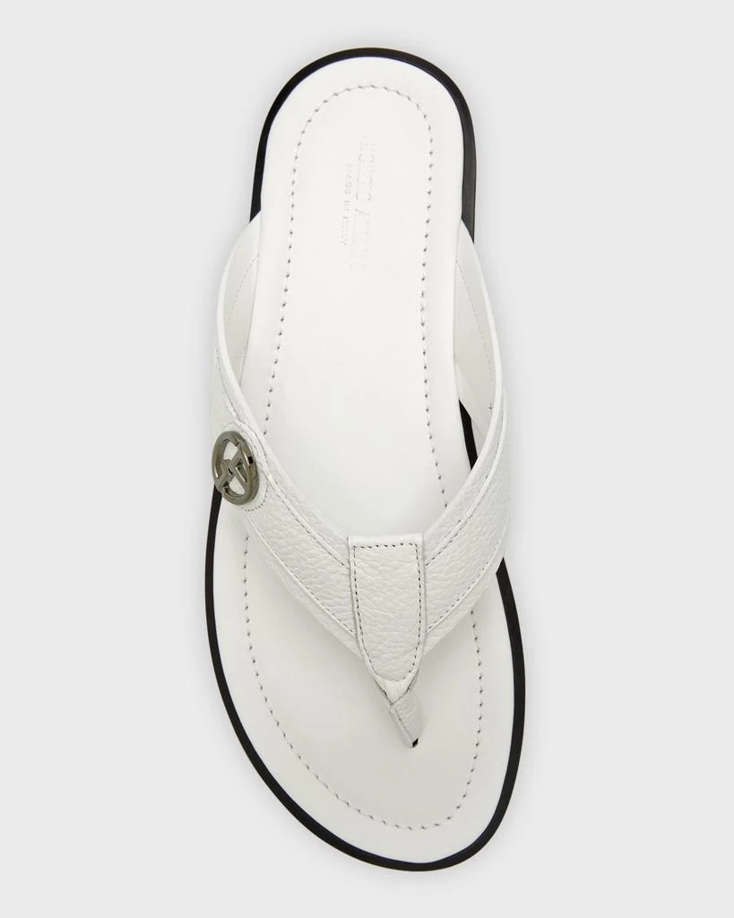 Giorgio Armani Men's GA-Logo Leather Flip Flops 5