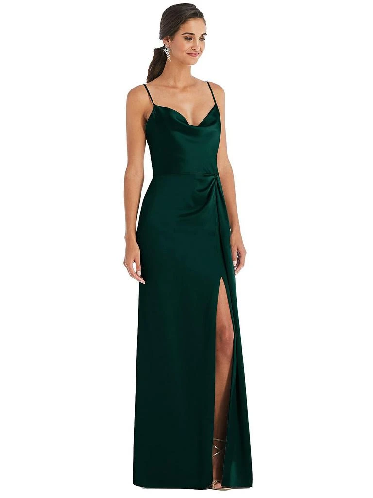 Dessy Collection Cowl-Neck Draped Wrap Maxi Dress with Front Slit 1