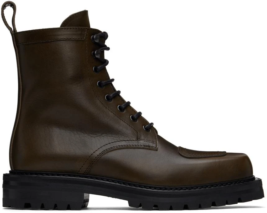 Dries Van Noten Khaki Lace-up Boots 1