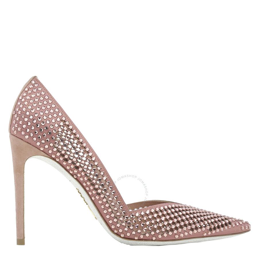 Rene Caovilla Ladies Blush Crystal Pointed-Toe Pumps