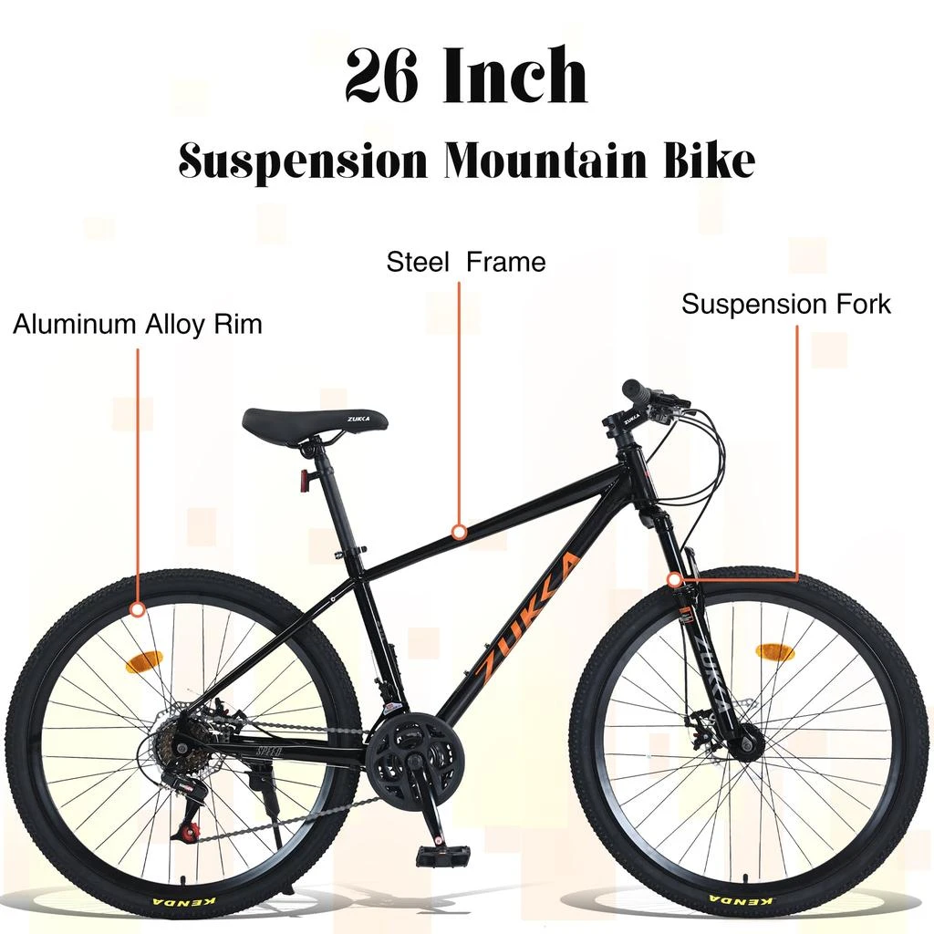 Streamdale Furniture Streamdale Mountain Bike for Men and Women 26 inch 24 Speed Suspension Fork KENDA Tires 2