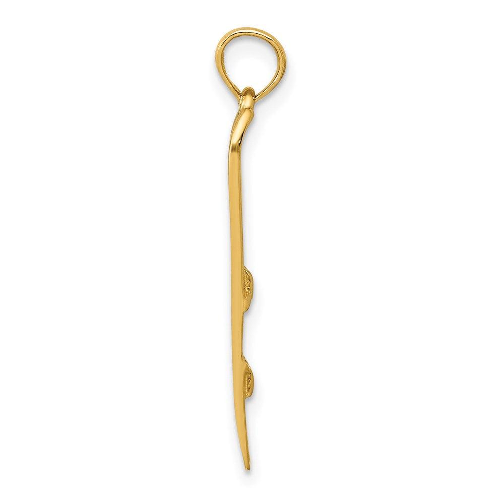 Diamond2Deal 14k Yellow Gold 3-D Snow Skis Pendant