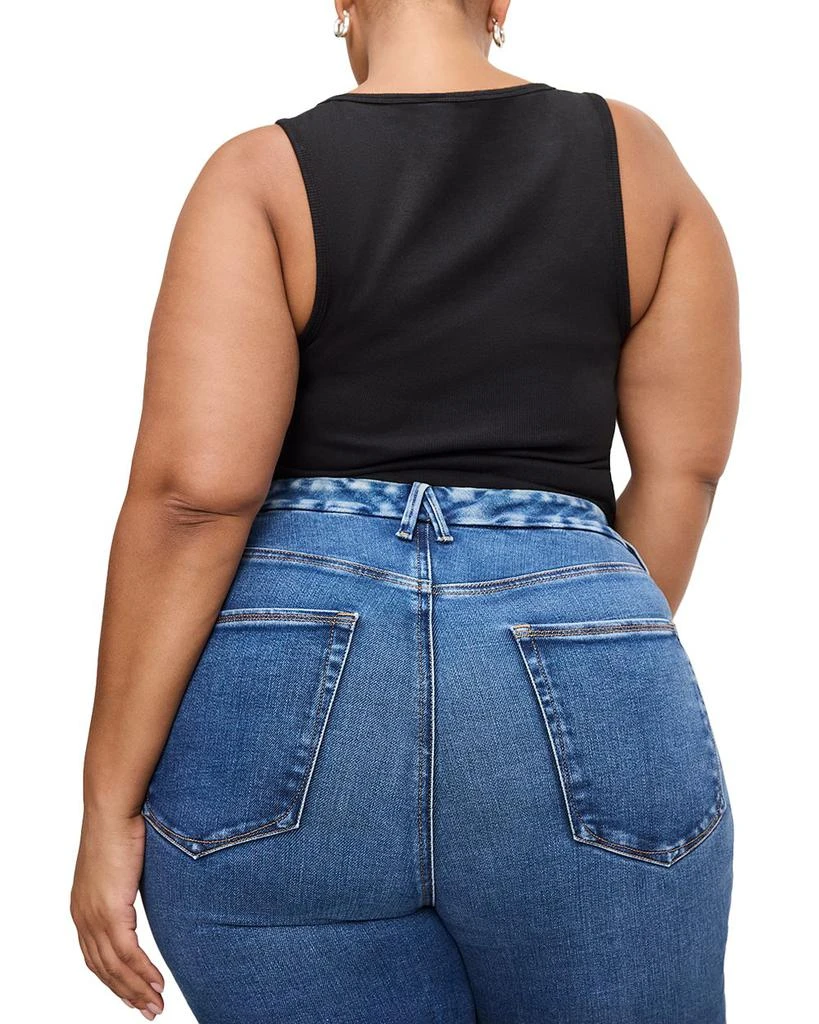 Good American Soft Tech Good Leg Cropped Bootcut Jeans in Indigo818 10