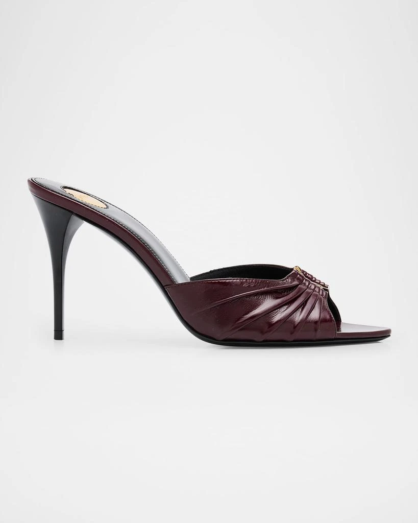 Yves Saint Laurent Babylone YSL Ruched Leather Mule Sandals 1