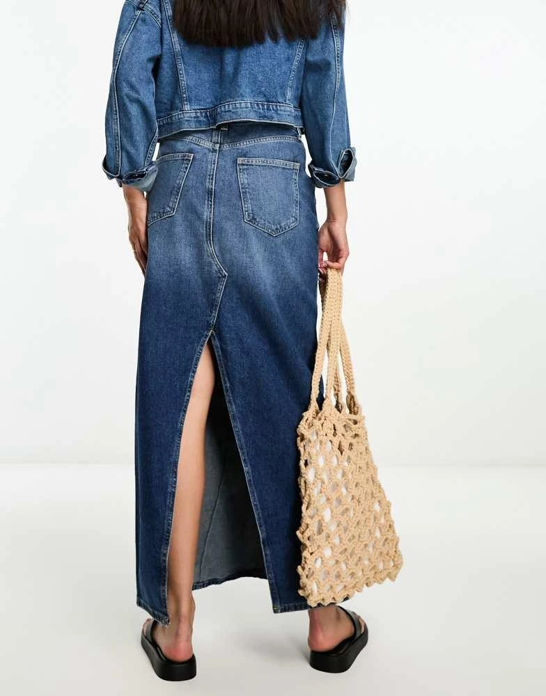 River Island River Island seam detail denim maxi skirt in dark denim 2