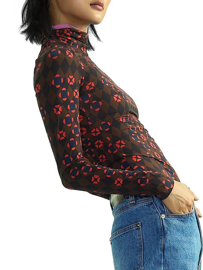 Cynthia Rowley Abstract Printed Mock Turtleneck Top 3