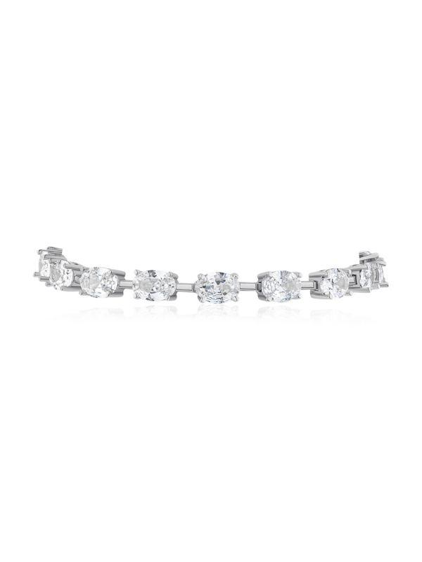 Kenneth Jay Lane Rhodium Plated & Cubic Zirconia Tennis Bracelet