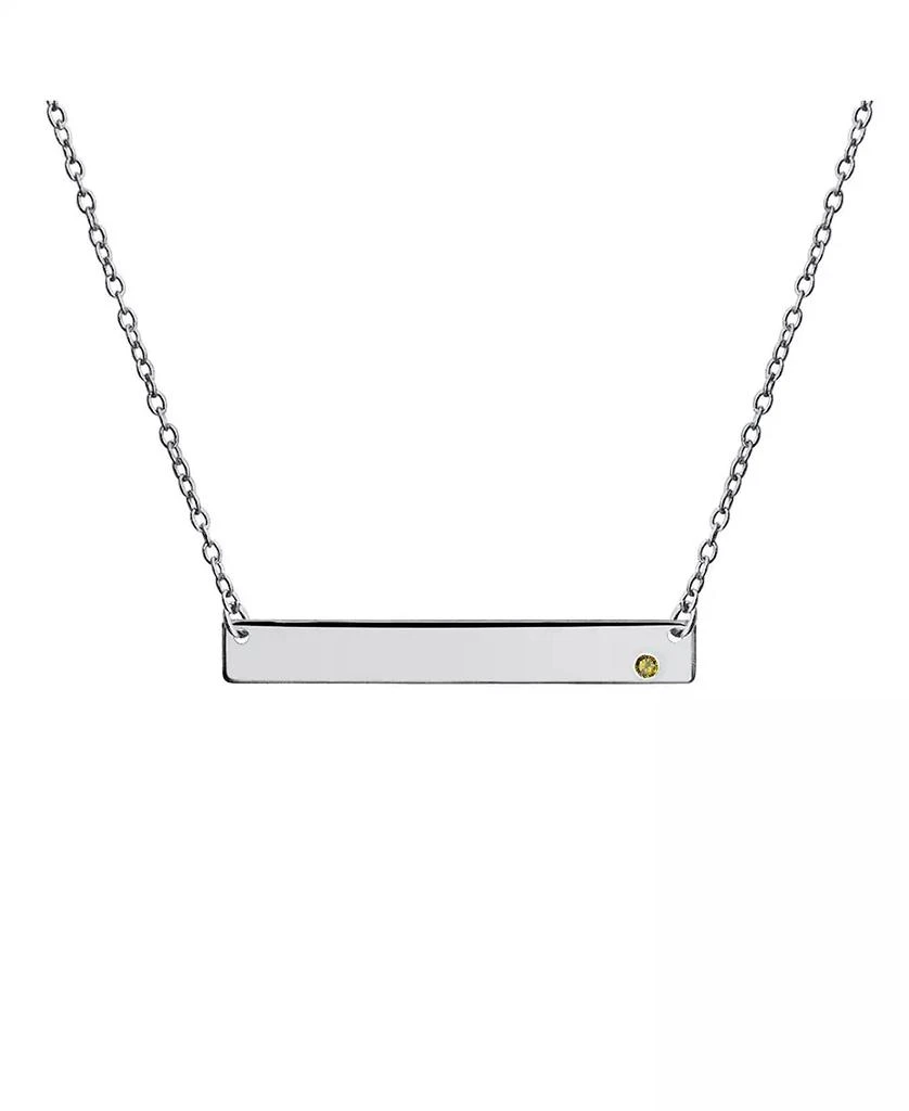 Bling Jewelry Horizontal Sideway Inspirational Flat Bar Name Plated Pendant Necklace .925 Sterling Silver Crystal Accent