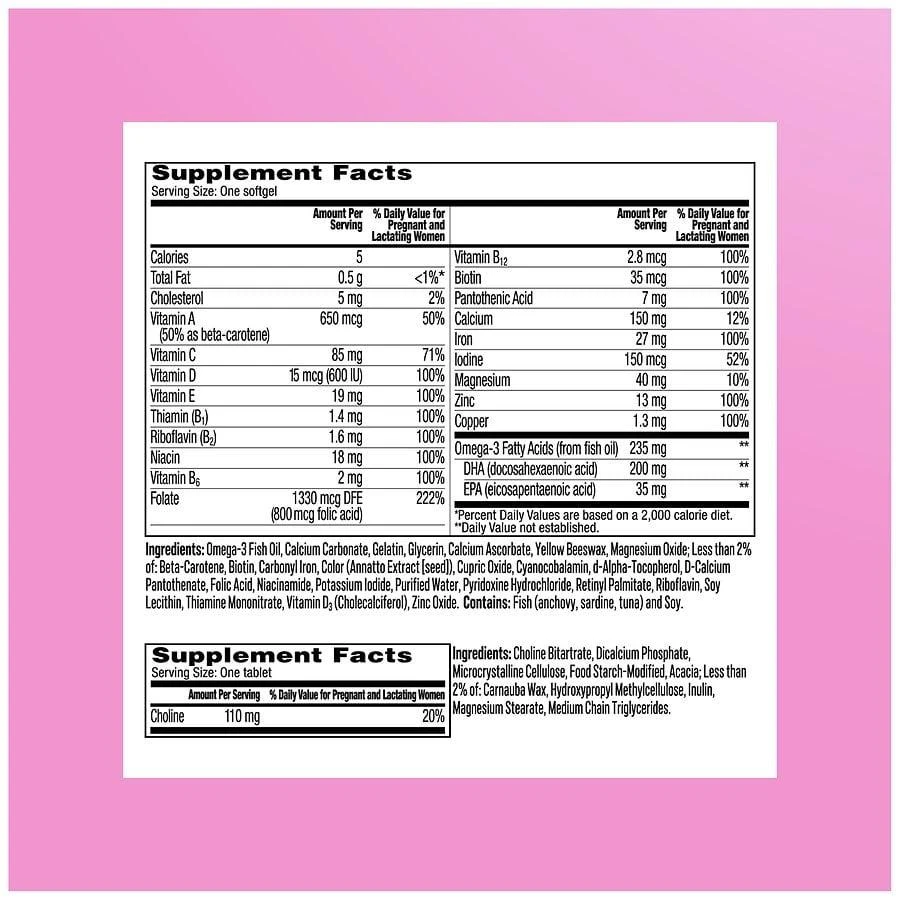 One A Day Advanced Prenatal Vitamins with Folic Acid and DHA, Softgels and Tablets 3