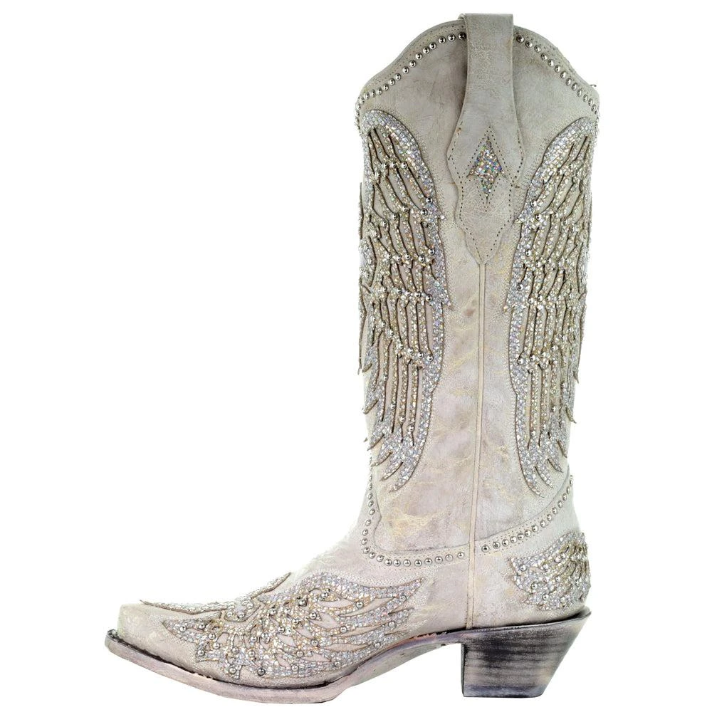 Corral Boots Glitter Cross and Wings Snip Toe Cowboy Boots 4