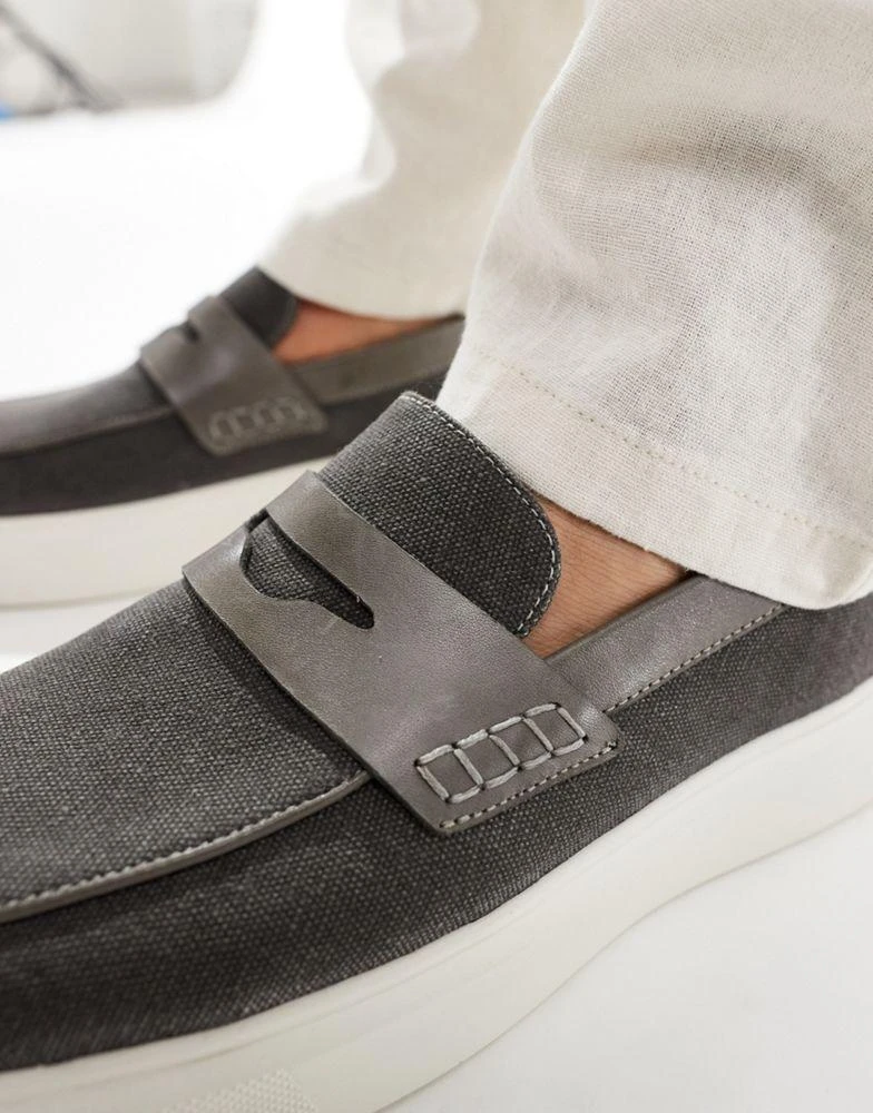 ASOS ASOS DESIGN chunky loafers in grey textile 2