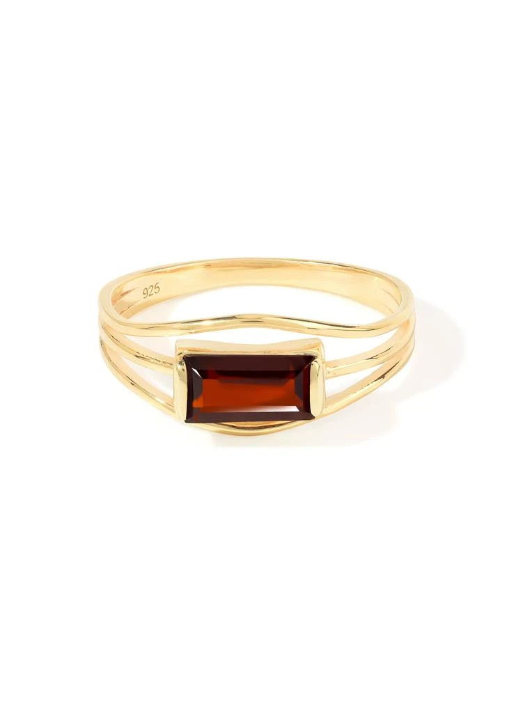 Tiramisu Split-Shank 14K Gold Plated Over 925 Sterling Silver Garnet Ring