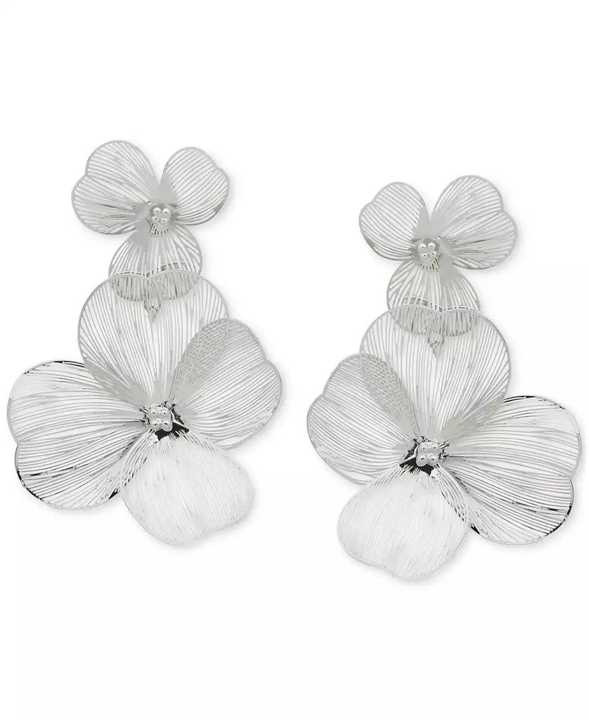 Lonna & Lilly Silver-Tone Openwork Flower Double Drop Earrings 1