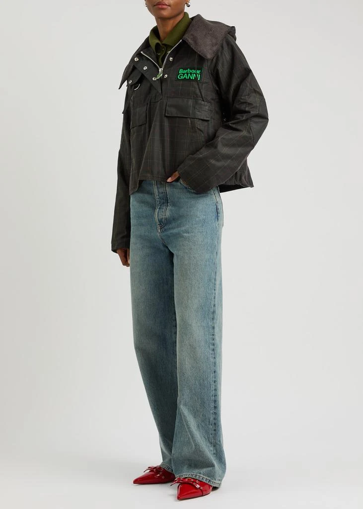 Barbour X Ganni checked hooded waxed cotton jacket 4