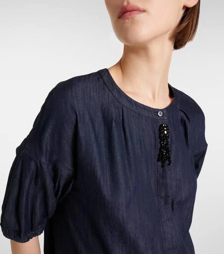 Max Mara Embroidered denim minidress 4