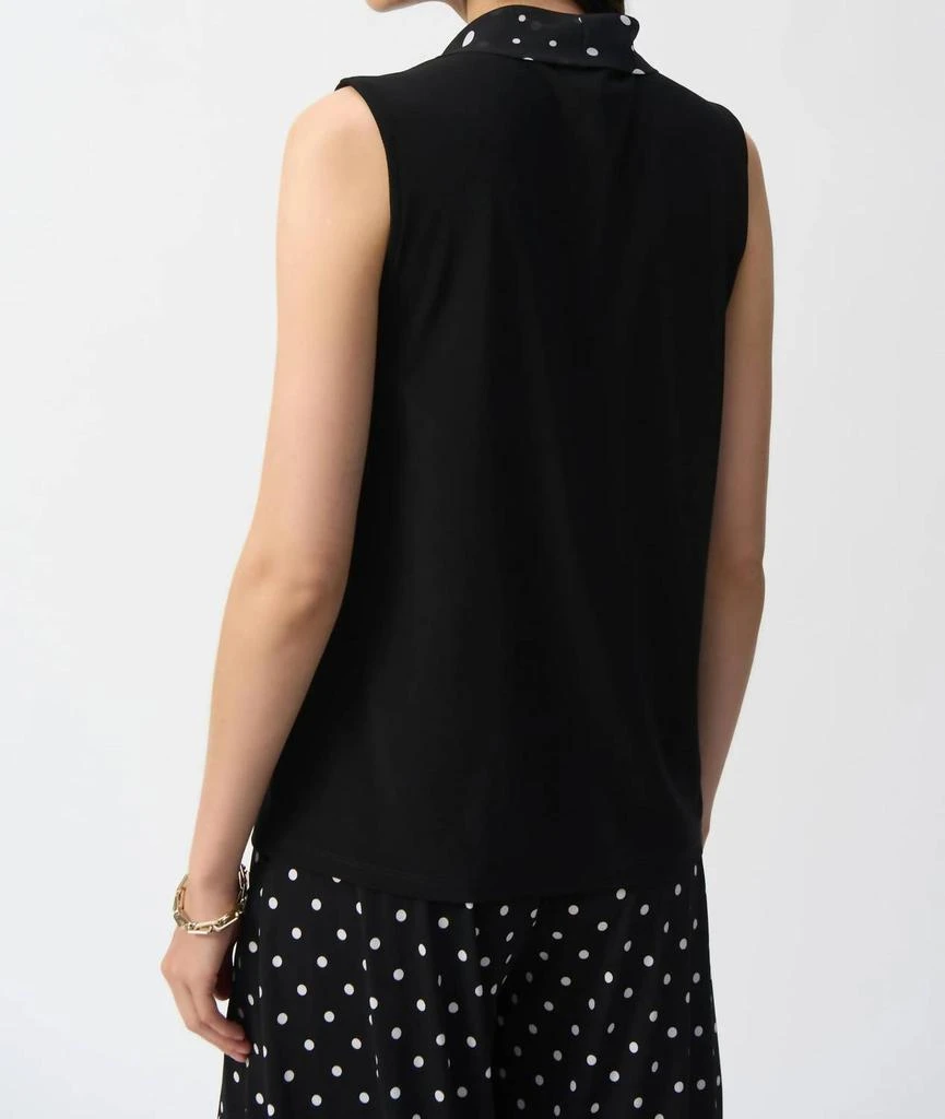 JOSEPH RIBKOFF Joseph Ribkoff - Polka Dot Tie Scarf Sleeveless Top 3