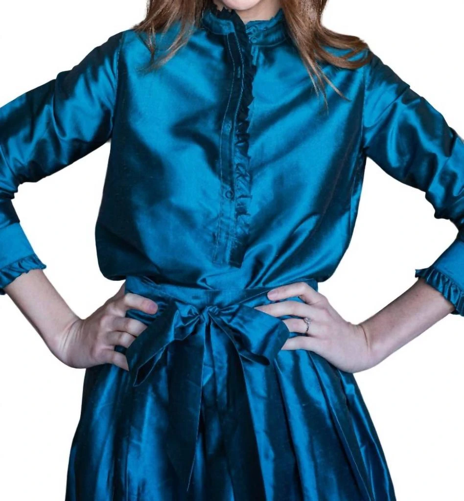 Ann Mashburn Frill Shirt In Atlantic Blue 2