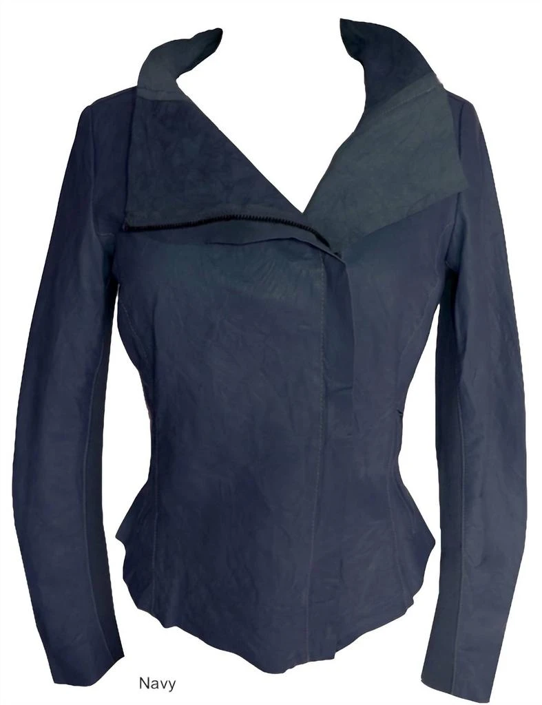 Cigno Nero Lene Leather Jacket In Navy 1