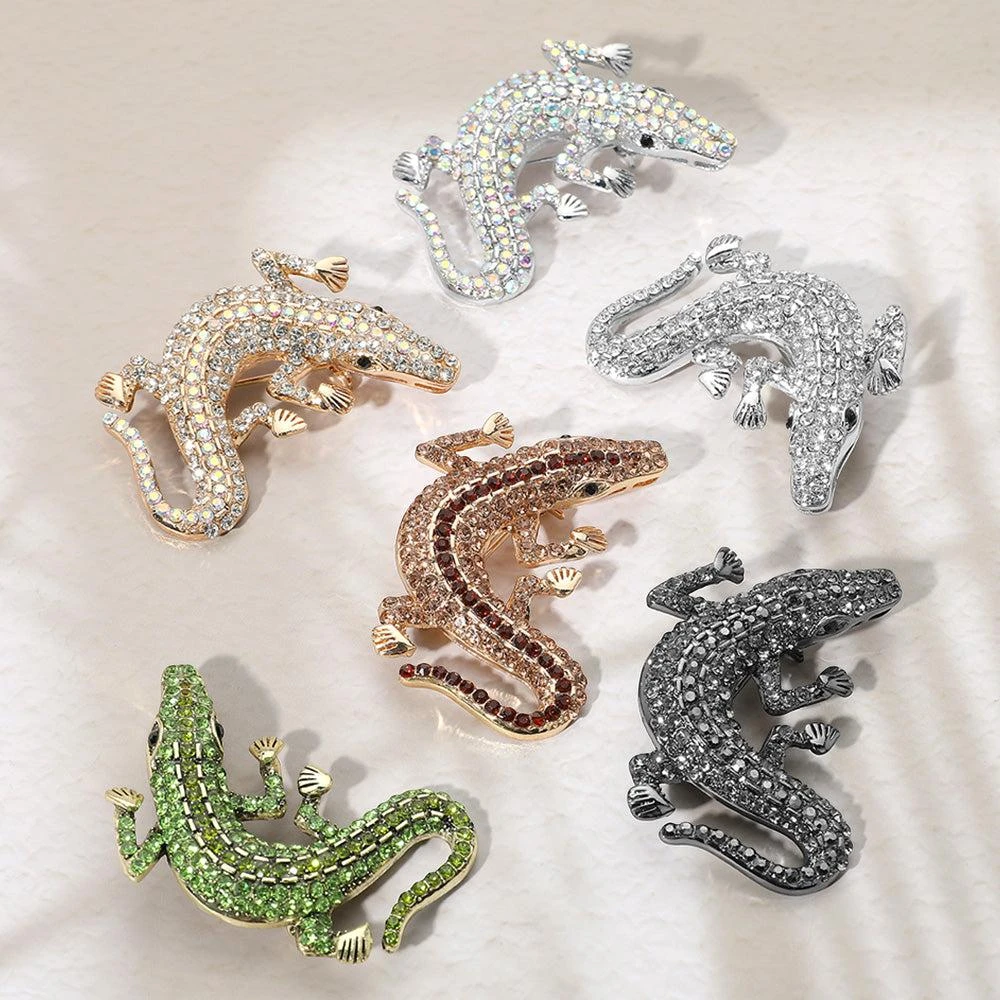 FASHNZFAB Stone Paved Alligator Pin Brooch 4