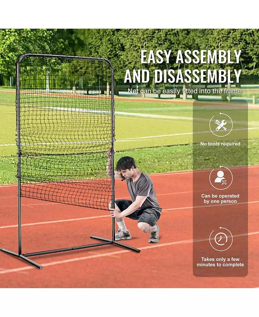 Mecale I-Screen Baseball Net, 7x4 ft Safety Pitching Screen with Carry Bag and Stakes, Heavy-Duty Batting Cage Protection Net 8