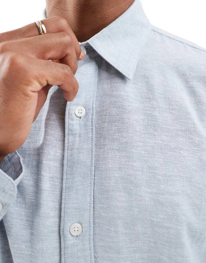 HOLLISTER Hollister button  through linen shirt in blue 2